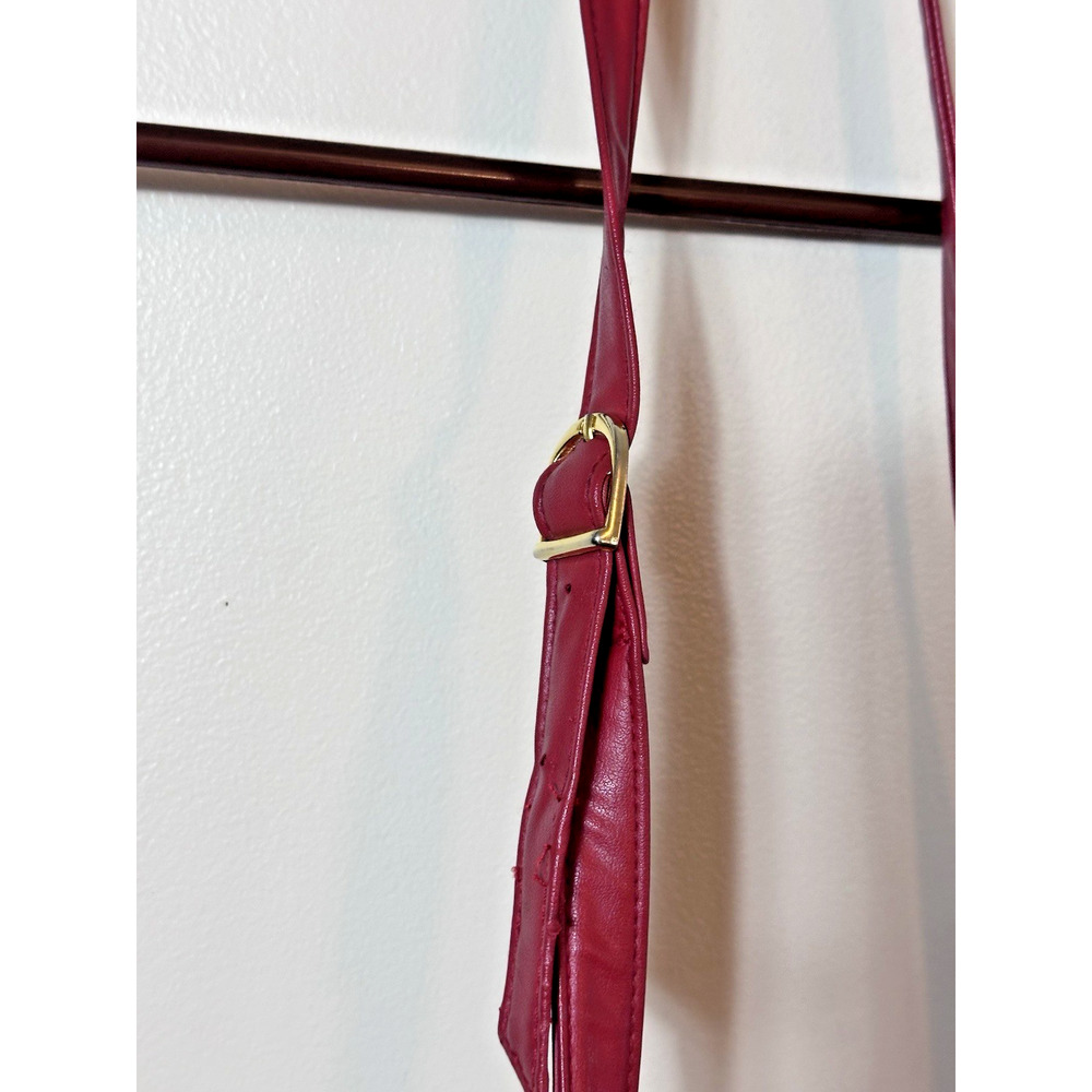 Red Leather Embossed Bucket Bag Crossbody Drawstring Purse Boho Western Festival - Picture 7 of 15